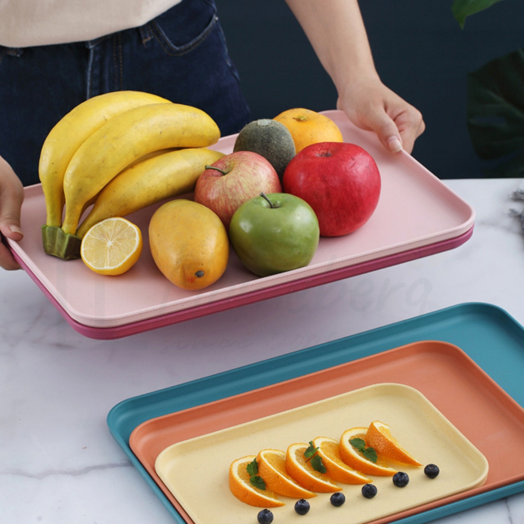 HOMEBERG ถาดใส่อาหาร ถาดใส่ขนม ถาดเสริฟ 1ชิ้นเลือกสีวัสดุพลาสติกใช้เสิร์ฟอาหารมีสามขนาด - รูปที่ 3