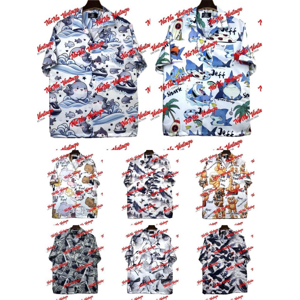 #11 เสื้อเชิ้ตฮาวาย เสื้อเชิ้ตผ้าไหมอิตาลี่ พิมพ์ลายดิจิตอล