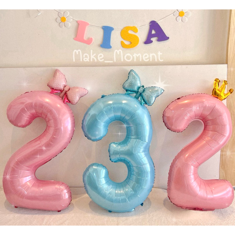 (ร้านไทย ส่งไว ส่งทุกวัน) ลูกโป่งวันเกิด ไซส์ 40 ,32 นิ้ว ลูกโป่งตัวเลข สีชมพู ฟ้า