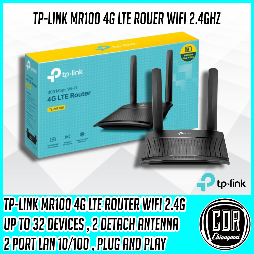 ซื้อ TP-LINK Router 4G LTE WIFI 2.4Ghz รุ่น MR100 เร้าเตอร์ใส่ซิมรองรับทุกค่าย NT ก็รองรับครับ รับประกันศูนย์ไทย 3 ปี