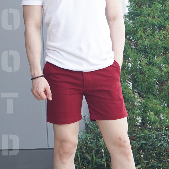 กางเกงขาสั้นผู้ชายความยาว14นิ้ว ผ้าชิโน่กางเกงแฟชั่นชายสไตล์เกาหลี