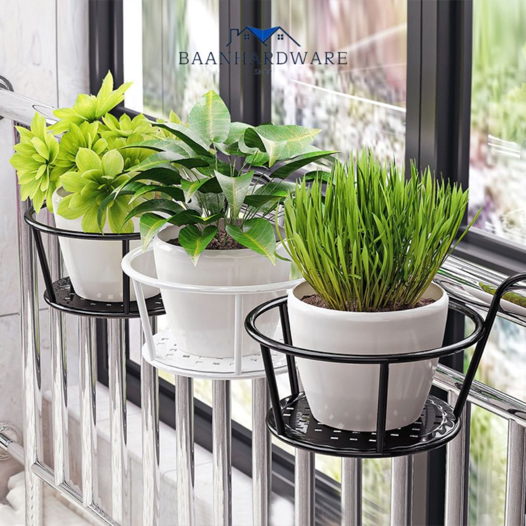 BAANHARDWARE กระถางแขวนต้นไม้ ใส่กระถางต้นไม้ได้ 5-9นิ้ว ใช้แขวนที่กำแพง รั้วบ้าน หรือระเบียงห้องนอน