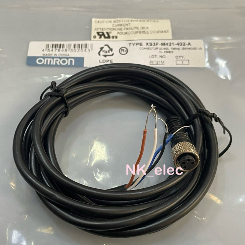 XS3F-M421-402-A  สายพร้อมหัวคอนเน็คเตอร์ M8 สำหรับหัวเซ็นเซอร์ สาย2เมตร มีสินค้า พร้อมส่ง