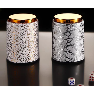 ประบอกเต๋าโกหก ไนท์คลับ Dice cup พร้อมลูกเต๋า 6ลูก ถ้วยลูกเต๋าหนังด้านบนสีทอง