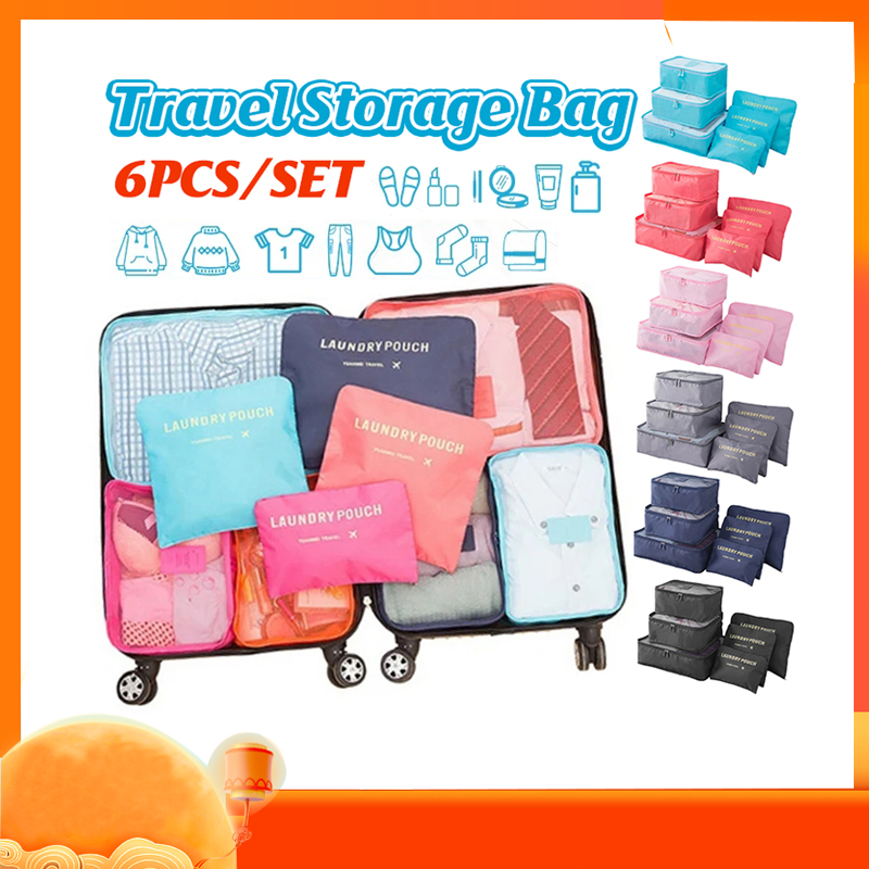 🔥  6 ชิ้น แฟชั่นและพกพา 🔥 ที่จัดระเบียบกระเป๋าเดินทาง  กันน้ำ ความจุขนาดใหญ่พิเศษ