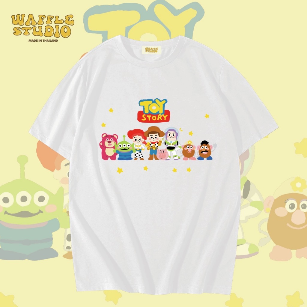 [ ส่งฟรี ] WS0066 เสื้อยืดโอเวอร์ไซส์ เสื้อยืดเกาหลี ผ้าคอตตอน100% เสื้อยืด Toy Story ทอยสตอรี่ WAFFLE STUDIO