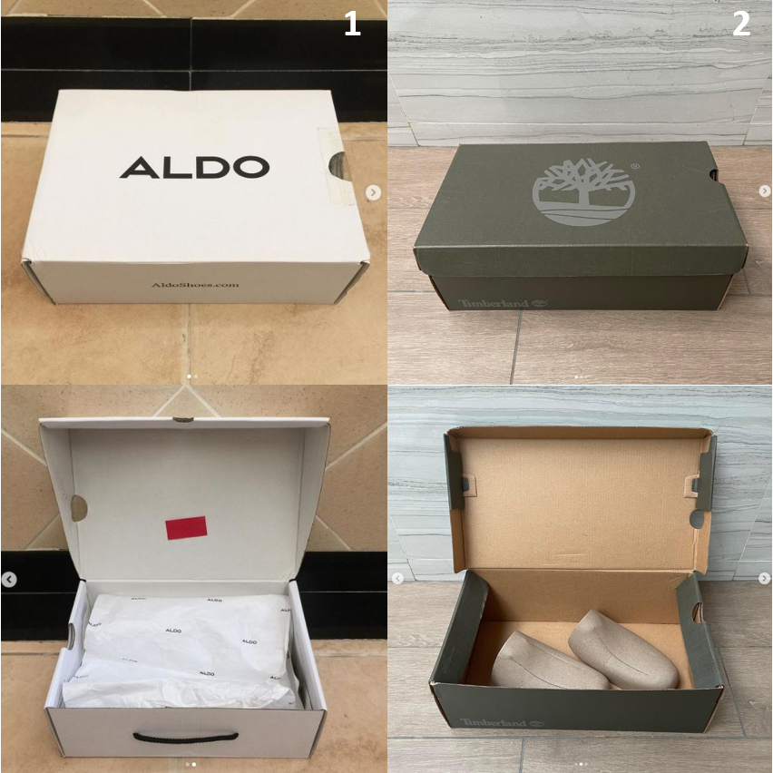กล่องใส่รองเท้า กล่องรองเท้า แบรนด์ ALDO และ Timberland ของแท้ พร้อมลายของแบรนด์ ซื้อจาก shop เอง
