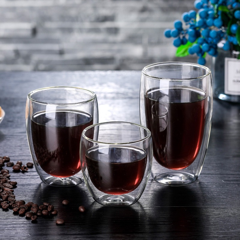 แก้ว 2 ชั้น Double Wall Glass แบบใส สำหรับใส่เครื่องดื่ม ชา กาแฟ ใช้กับน้ำร้อน น้ำเย็น 250ml 350ml 450ml