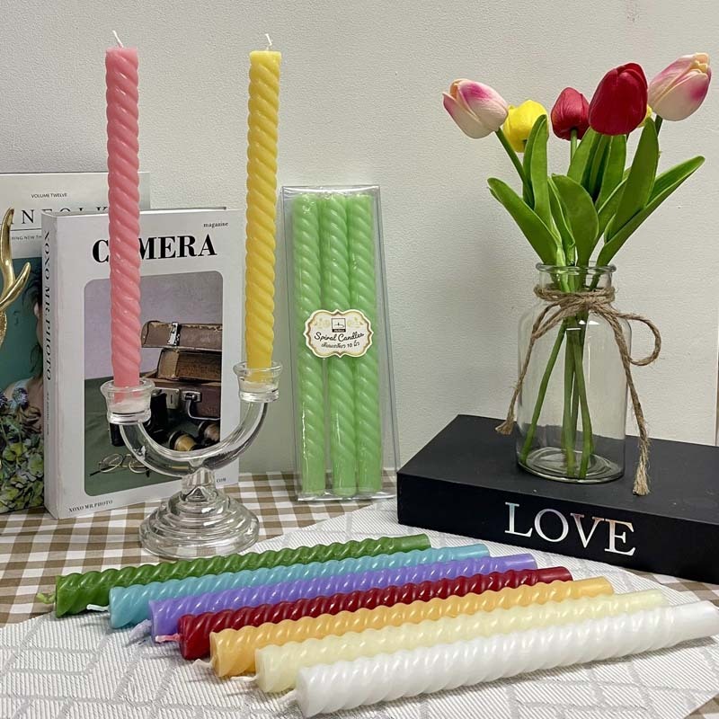 BestBuyStationery เทียนเกลียว หัวตัด คละสี 10นิ้ว 3ชิ้น/แพ็ค Spiral Candles.