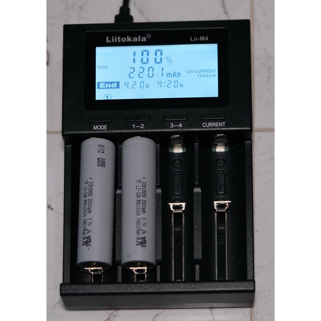 ถ่านชาร์จ 18650  Li-ion 3.7V 2000mAh TP หัวแบน 4 ก้อน  ถ่านโซล่าเซล ถ่านปัตตาเลี่ยน แบตสว่านไฟฟ้า