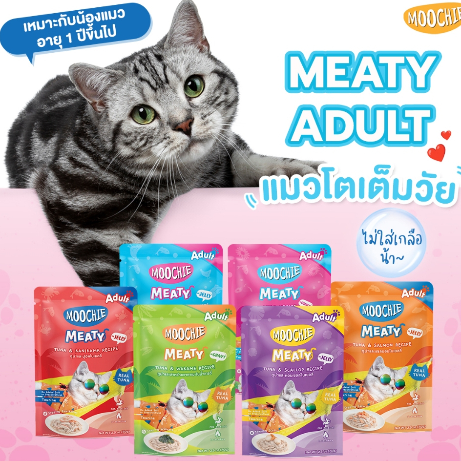 Moochie อาหารเปียกแมว [ยกโหล 12 ซอง] มูชี่ ไม่เติมเกลือ เพื่อสุขภาพน้องแมว ครบสูตร - ภาพย่อย 4