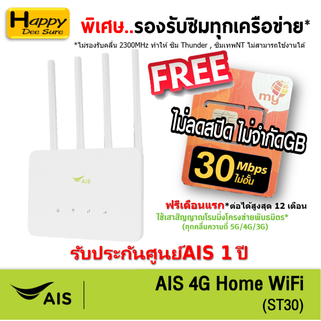 AIS 4G HOME WiFi ST30 ใส่ซิมได้ Lot พิเศษ รองรับทุกเครือข่าย* รับประกันศูนย์AIS 1 ปี ตัวเลือก 5 แบบ