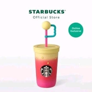 Starbucks Stainless Steel Gradient Yellow To Pink w/ stopper Cold Cup 16oz