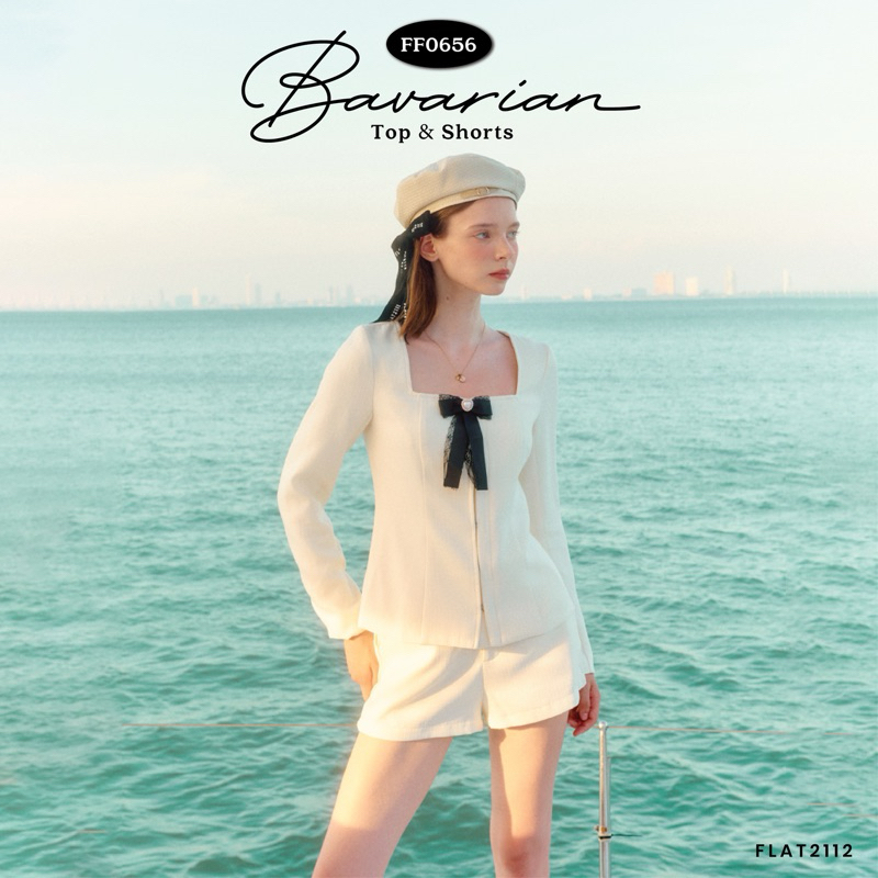 FLAT2112 FF0656 : BAVARIAN TOP & SHORTS ชุดเซ็ทเสื้อแขนยาว กางเกงขาสั้น