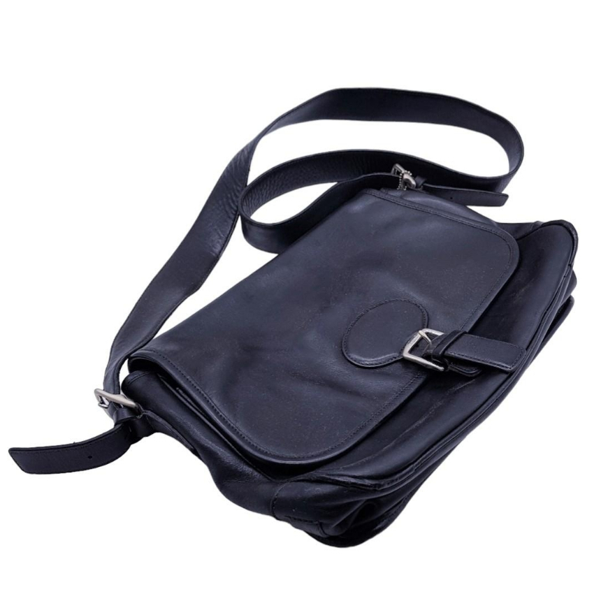 👜กระเป๋าสะพายทรงเอกสาร Vintage Coach  J1S-7750 Black Leather Crossbody Flap Bag  ตำหนิยาแนวขอบมุม❤️สินค้ามือสองแบรนด์แท้