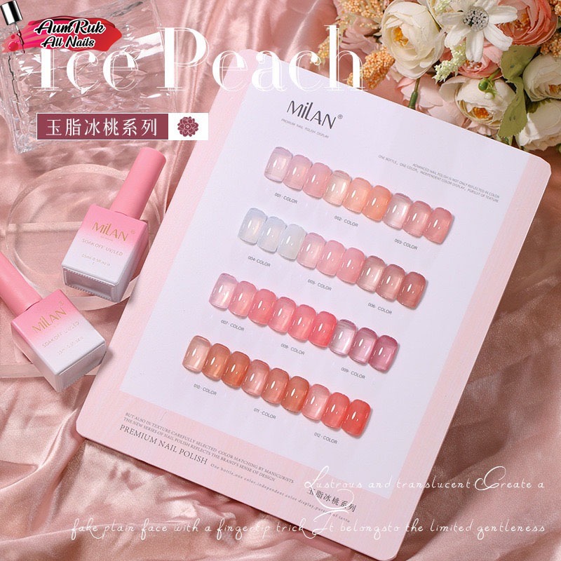 สีเจลไซรัป Milan โทนชมพู สีพีช Ice Peach 12 สี 15ml.