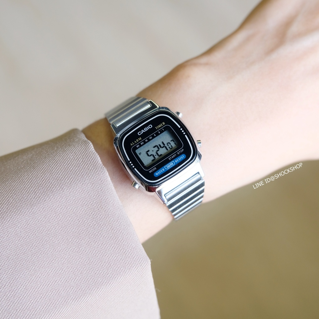 CASIO ของแท้💯% นาฬิกาผู้หญิง Digital รุ่น LA670 สายสแตนเลส รับประกัน 1 ปี