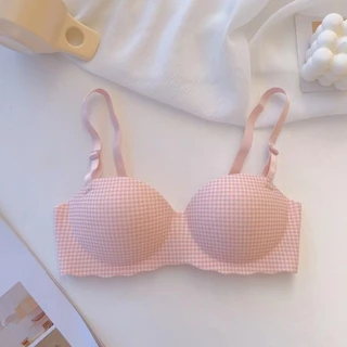 [ส่งจากไทย] 𝑩𝒓𝒂𝑩𝒓𝒂𝑩𝒓𝒂 #bra-254 เสื้อชั้นใน ไร้โครง ผ้านิ่ม ลายสก๊อต สีพาสเทล