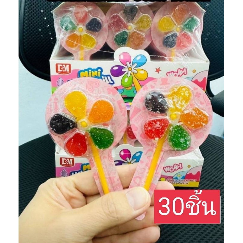 เยลลี่กังหัน เยลลี่เคลือบน้ำตาล หมุนได้ 1กล่องมี30ไม้