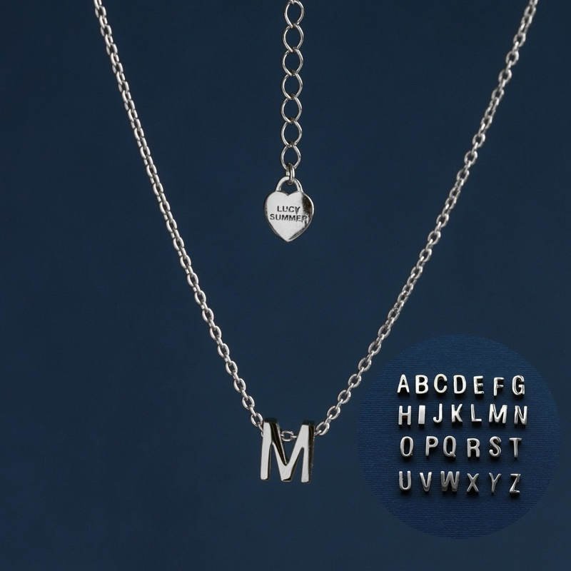 LUCYSUMMER Alphabet Necklace [Silver 925] สีเงิน สร้อยคอลายโซ่ พร้อม จี้ตัวอักษร เงินแท้