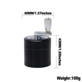 Grinder 4 ชั้น ที่บดสมุนไพร วัสดุโลหะ สวยงามและทนทาน พกพาสะดวก มีหลายสี สูง 43 มม. เส้นผ่าศูนย์กลาง 40 มม.