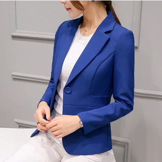 SUIT-16 🍉 เสื้อเบเซอร์ สำหรับผู้หญิง กระดุม 1 เม็ด สูทพอดีตัว ใส่ทำงาน สีพื้น ผ้านิ่ม ใส่สบาย 🍉