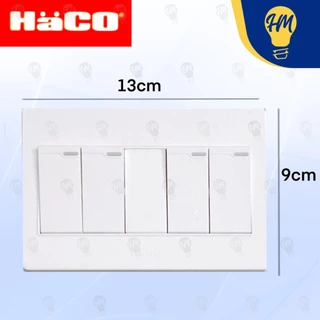 Haco สวิทช์ทางเดียว ติดลอย (ครบชุด) 1 ช่อง 2 ช่อง 3 ช่อง 4 ช่อง 5 ช่อง