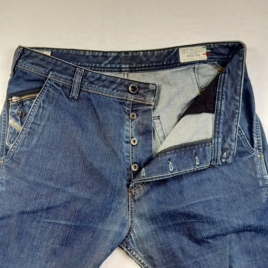 กางเกงยีนส์ ดีเซล Diesel Pheyo 0088Z Comfort Fit Straight Blue Denim High Rise Jeans W34 L32