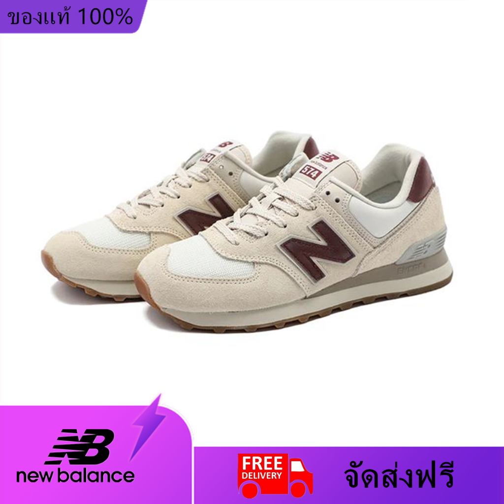 New Balance NB 574 Cream Y Black WL574RCF รองเท้าผ้าใบสำหรับผู้ชายและผู้หญิง