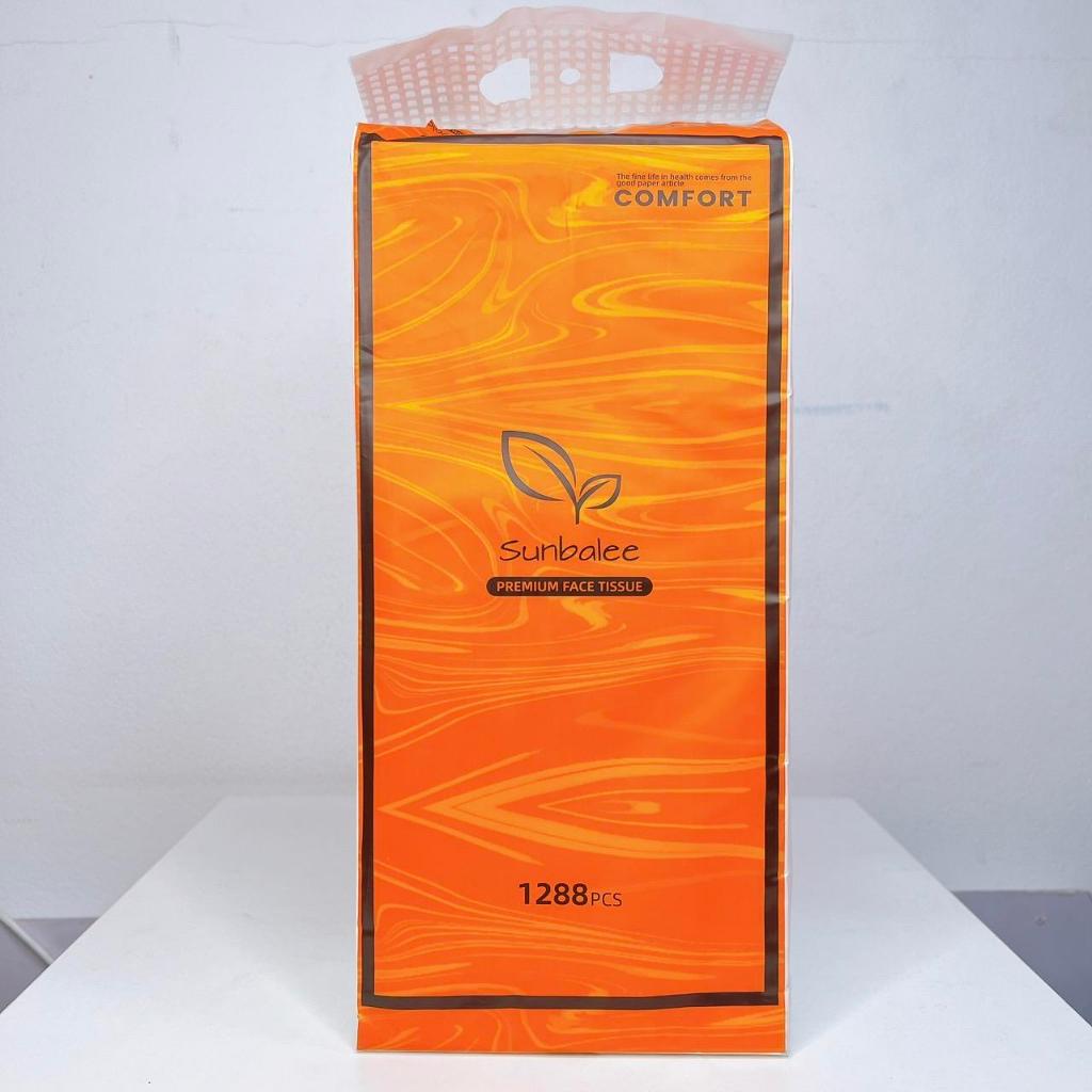 กระดาษทิชชู่แขวนผนัง ห่อสีส้ม Sunbalee premium face tissue หนา4ชั้น 1 แพค 350ดึง 1400แผ่น