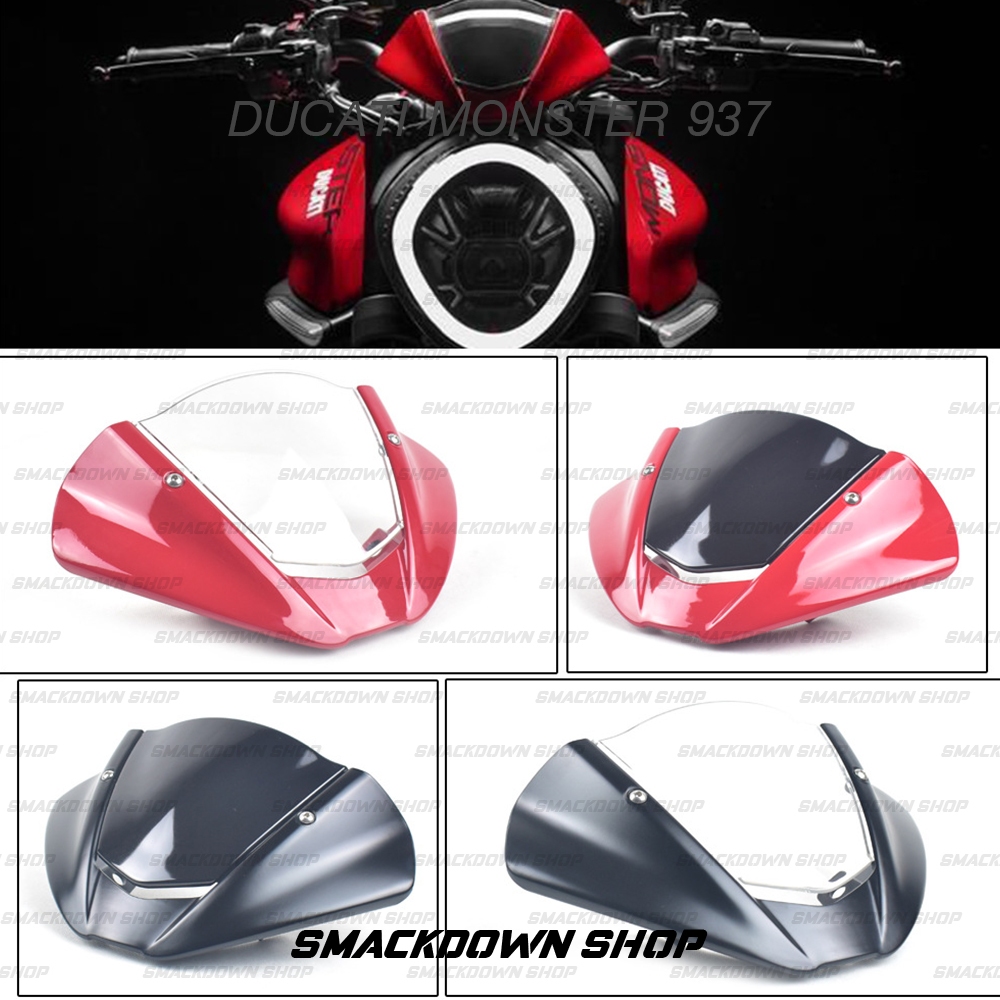 ชิวหน้าดูคาติมอนสเตอร์ 937 Ducati Monster 937 สีดำ สีแดง ชิวใส