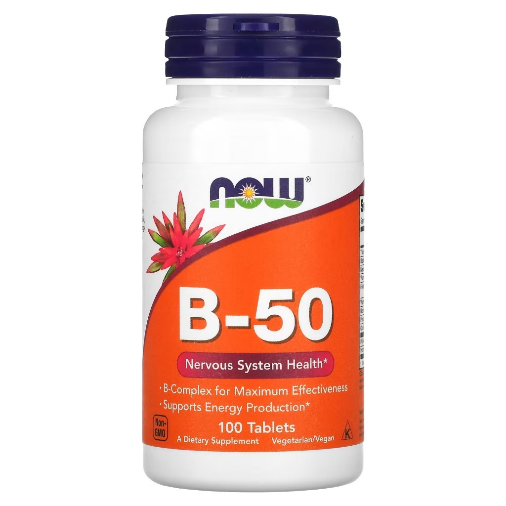 VitaminB 50 B50  B 50 100 Tablets วิตามินบีรวม 50  บี50 ,100 เม็ด , NOW Foods