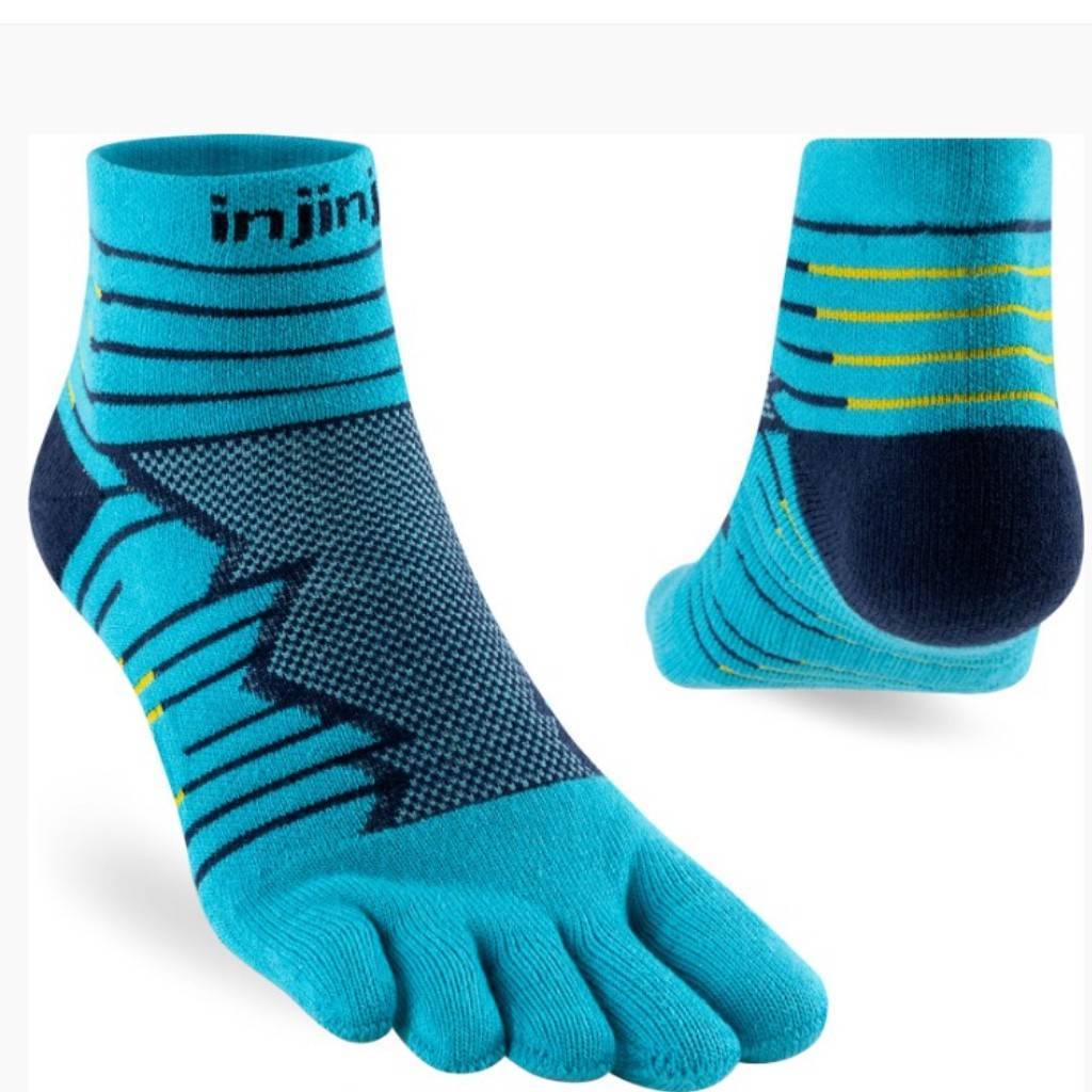INJINJI ถุงเท้าวิ่งแยกนิ้ว ULTRA RUN MIDWEIGHT MINICREW PACIFIC BLUE วิ่งอัลตร้า ทุกเพศ หุ้มข้อ สีน้ำเงิน หนานุ่ม ของแท้