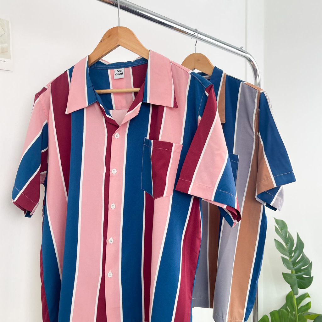 เสื้อเชิ้ตลายทางสไตล์สุดเท่ คูล Summer Beach Vibes HS80