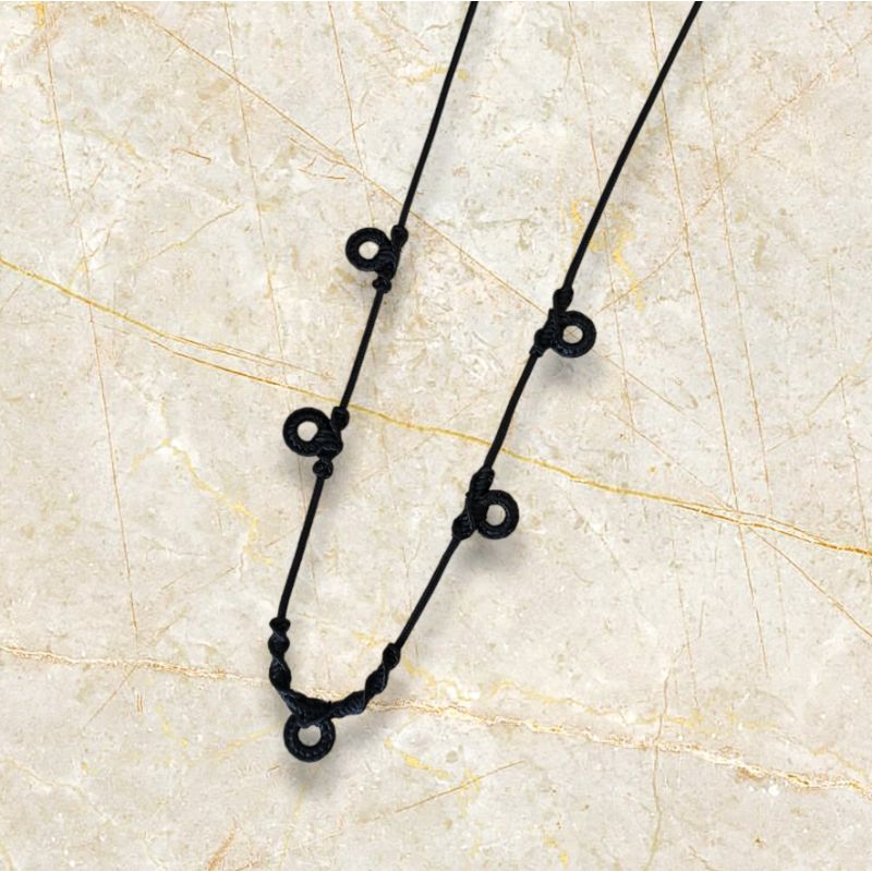 สร้อยเชือกร่มนอกขนาด 2 มิล ถักเชือกเทียนแขวนพระ 5 องค์