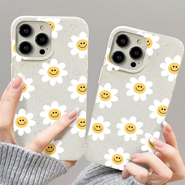เข้ากันได้สำหรับ เคสไอโฟน11 มเคสสีเหลืองนุ่มกันกระแทกป้องกันน่ารักดอกทานตะวันหน้ายิ้มเข้ากันได้กับ iPhone 13 12 14 11 15