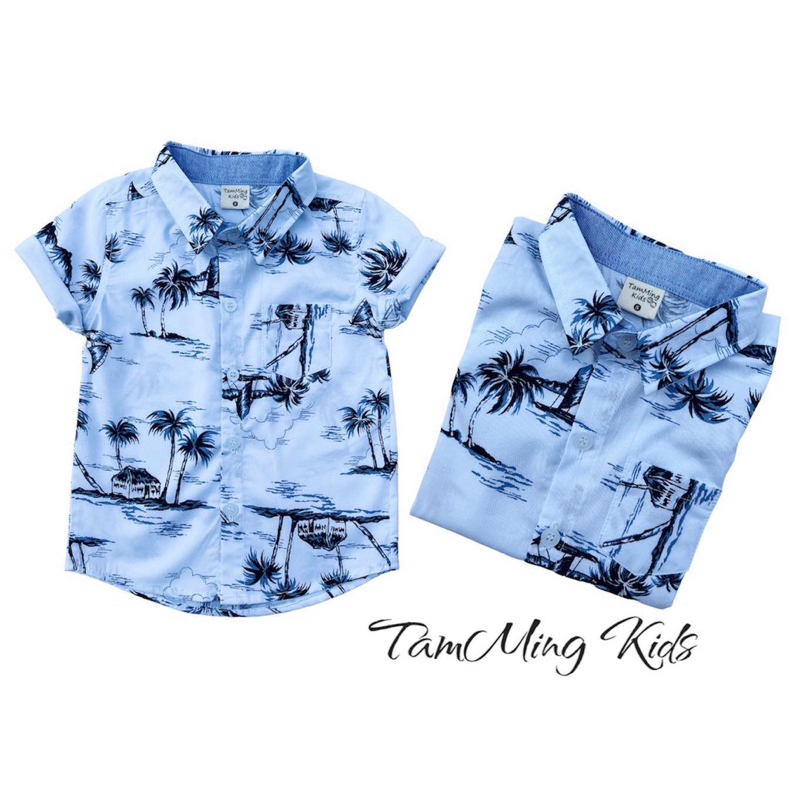 เสื้อเชิ้ตเด็กผู้ชาย น่ารัก สำหรับลูกน้อย ลายทะเลขาว