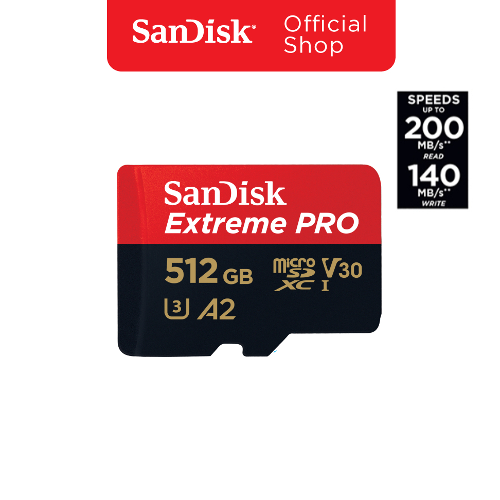 SanDisk Extreme Pro microSDXC 512GB  A2 (SDSQXCD-512G-GN6MA) ความเร็วสูงสุด อ่าน