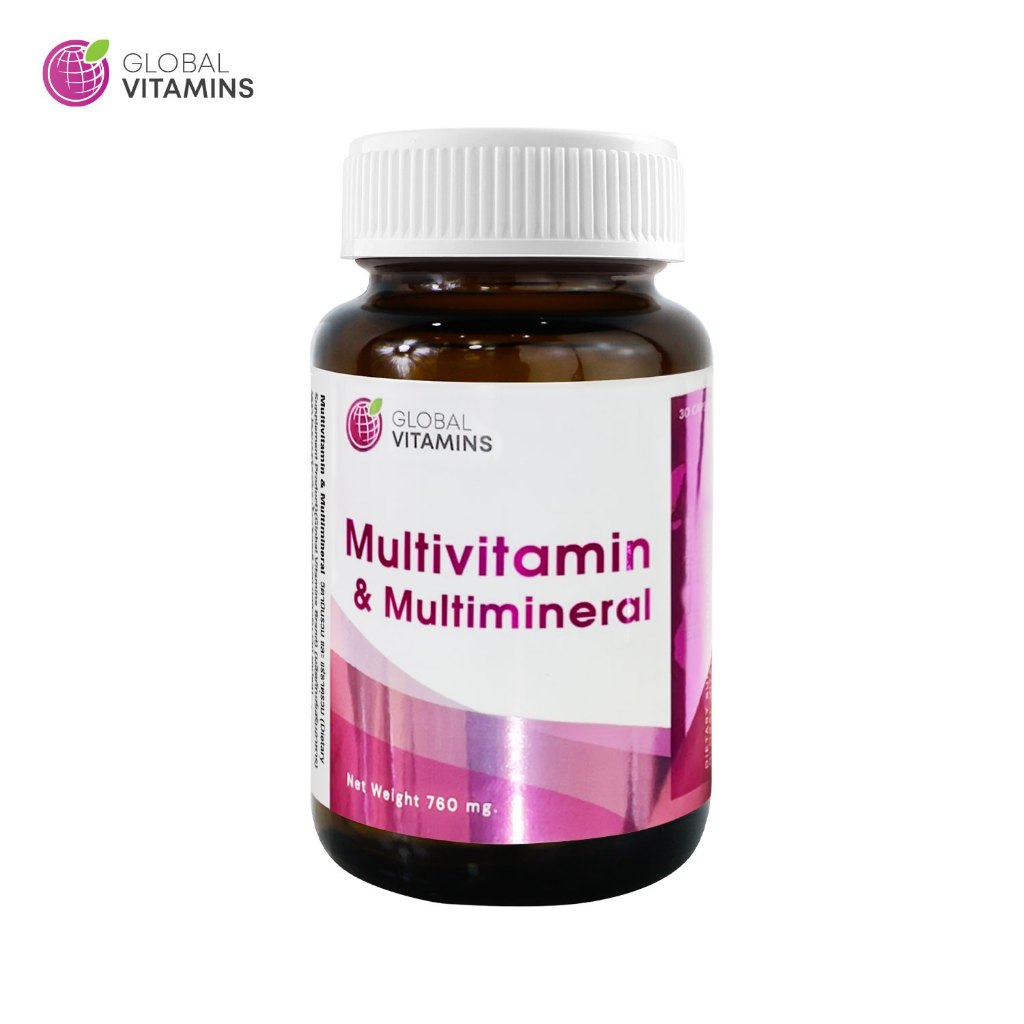 วิตามินรวม และ แร่ธาตุรวม x 1 ขวด โกลบอลวิตามิน Multivitamin & Multimineral Global Vitamins มัลติวิต