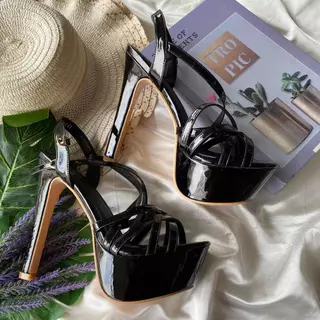 รองเท้าส้นสูง 6 นิ้ว หน้าแคบเพิ่มไซส์ด้วย เสริมส้นหน้าสวม สานๆ 336-1 (1/1) SIZE 35-44 รองเท้าไซร้ใหญ่ เท้าอวบเพิ่ม