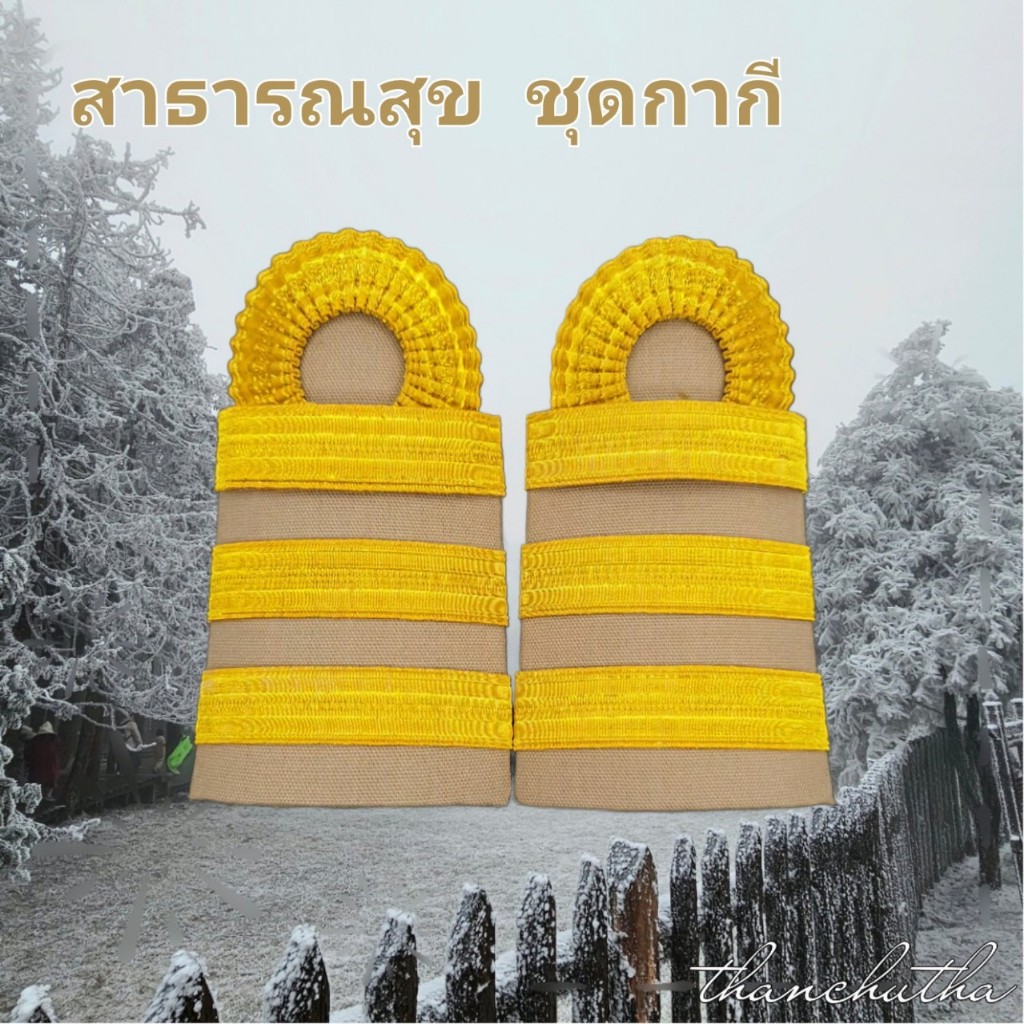 อินทรธนู กระทรวงสาธารณสุข ขีดพนักงาราชการ 3 ขีด ดิ้นอินเดีย