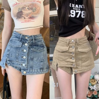 กางเกงกระโปรง กางเกงยีนส์ เเต่งกระดุม ืีทรงเอ ผ้ายีนส์สวยมาก…