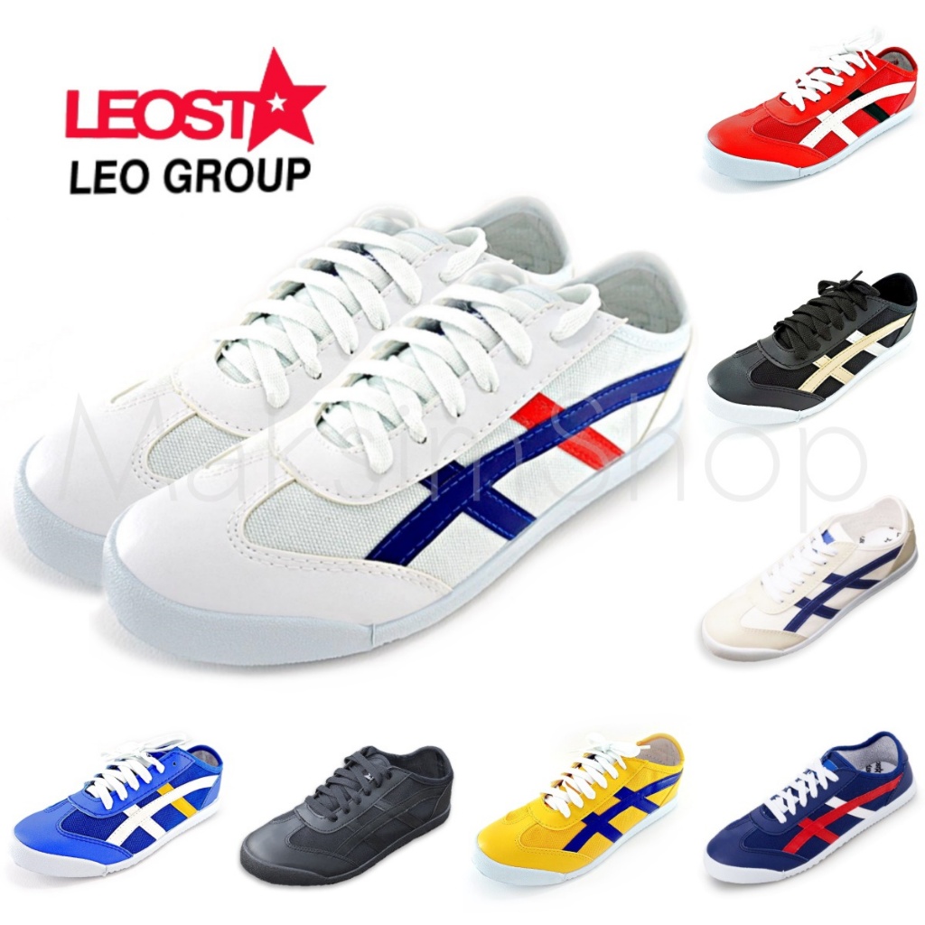 🔥SAKURA Leo ลีโอ ซากุระ รองเท้าผ้าใบแบบผูกเชือก ผู้ชาย ผู้หญิง LEO Group ไซร์ 36-44 สี ดำ ขาว ฟ้า เหลือง กรม MaksimShop