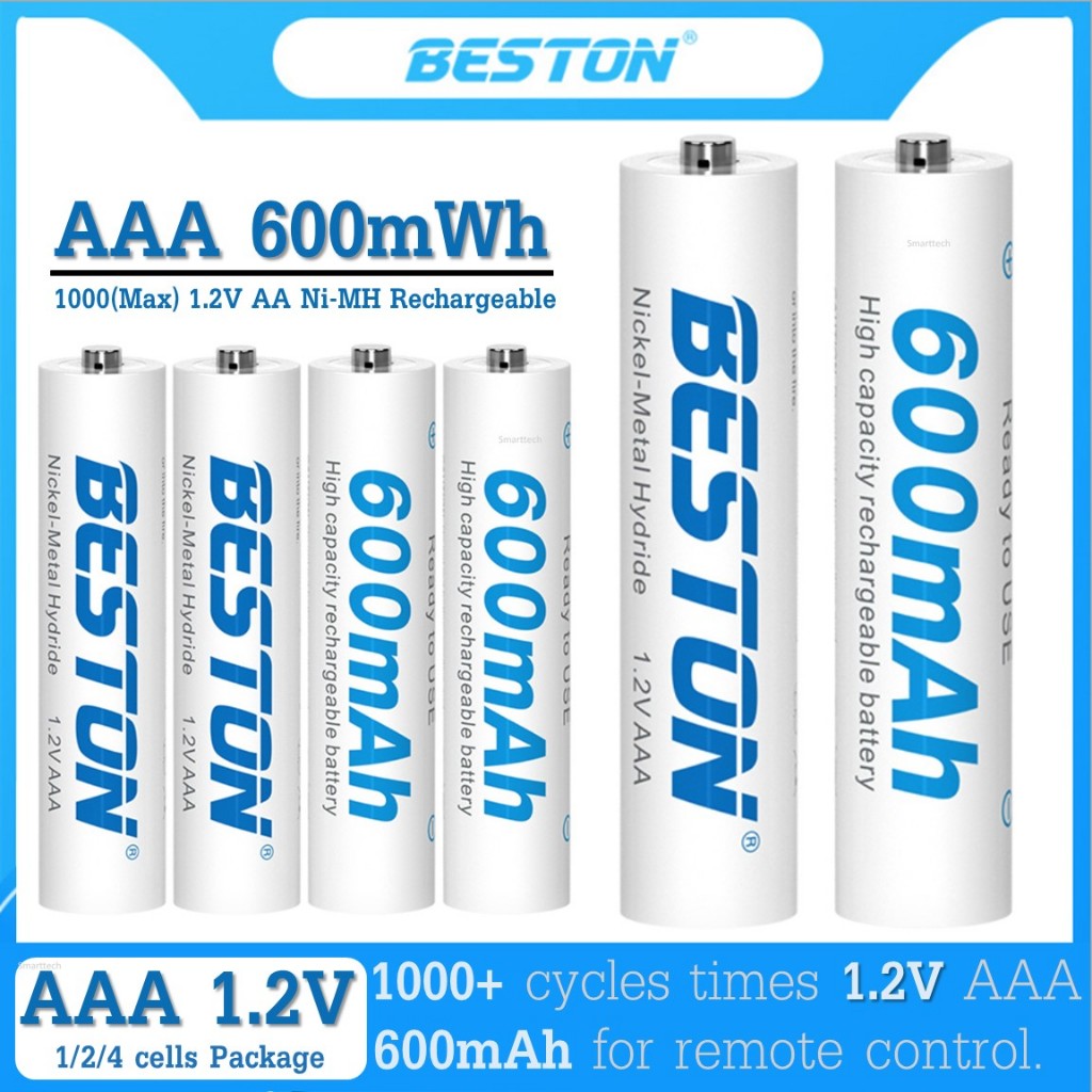 ถ่านชาร์จ Beston 1.2V AAA 600mAh Ni-MH แบตเตอรี่แบบชาร์จไฟได้