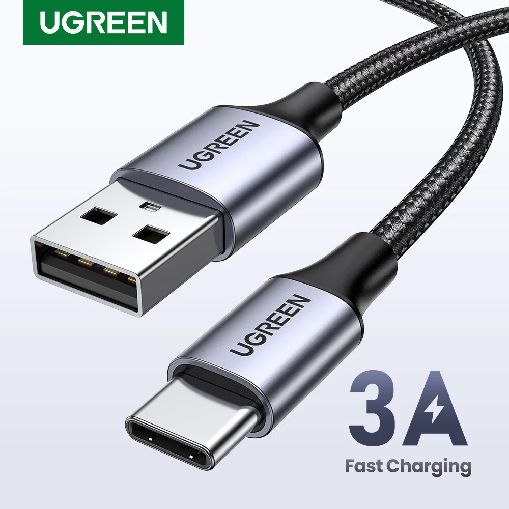 UGREEN รุ่น 60126 TypeC to USB-A รองรับ App Car Play จ่ายไฟ 3A Fast Charge & Data สายชาร์จถักไนล่อน