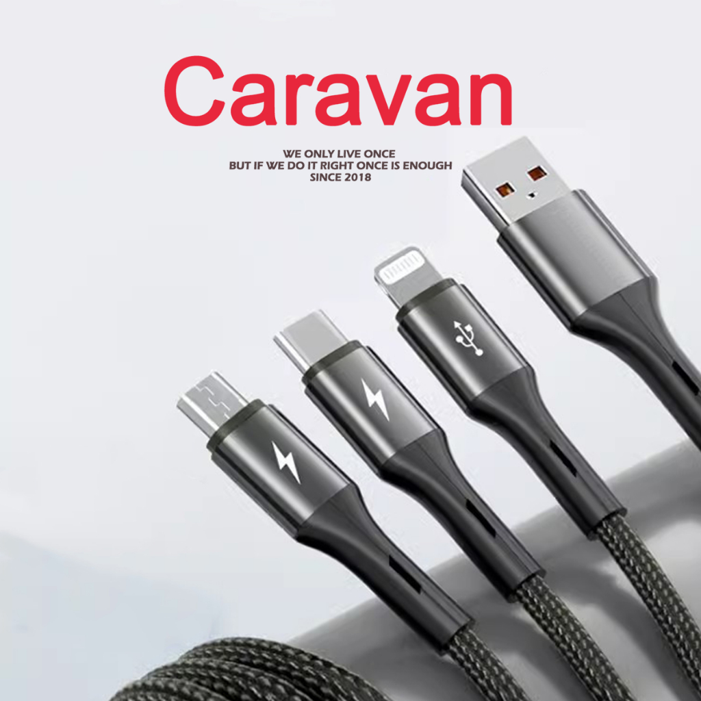 Caravan Crew 3 in 1 Cable for ไอโฟน + Micro + Type-C สายชาร์จเร็ว