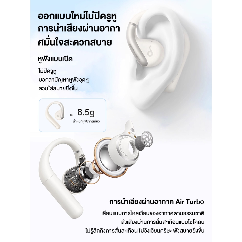 Anker Soundcore AeroFit Open-Ear Sport Earbuds Aerofit series หูฟังออกกำลังกาย หูฟังสำหรับใส่วิ่งกัน A3872