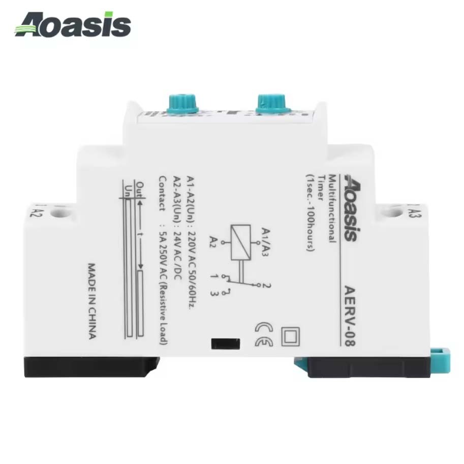 ERV-08 AERV-08 Multi Function Delay Timer Relay ดีเลย์ ไทเมอร์ รีเลย์ ปรับเวลาได้ 220V 24V AC DC