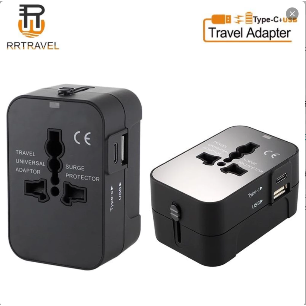 Universal travel adapter หัวแปลงปลั๊กไฟ 1500W ปลั๊กแปลง usb ปลั๊กขาต่างประเทศ 1USB ➕1TC