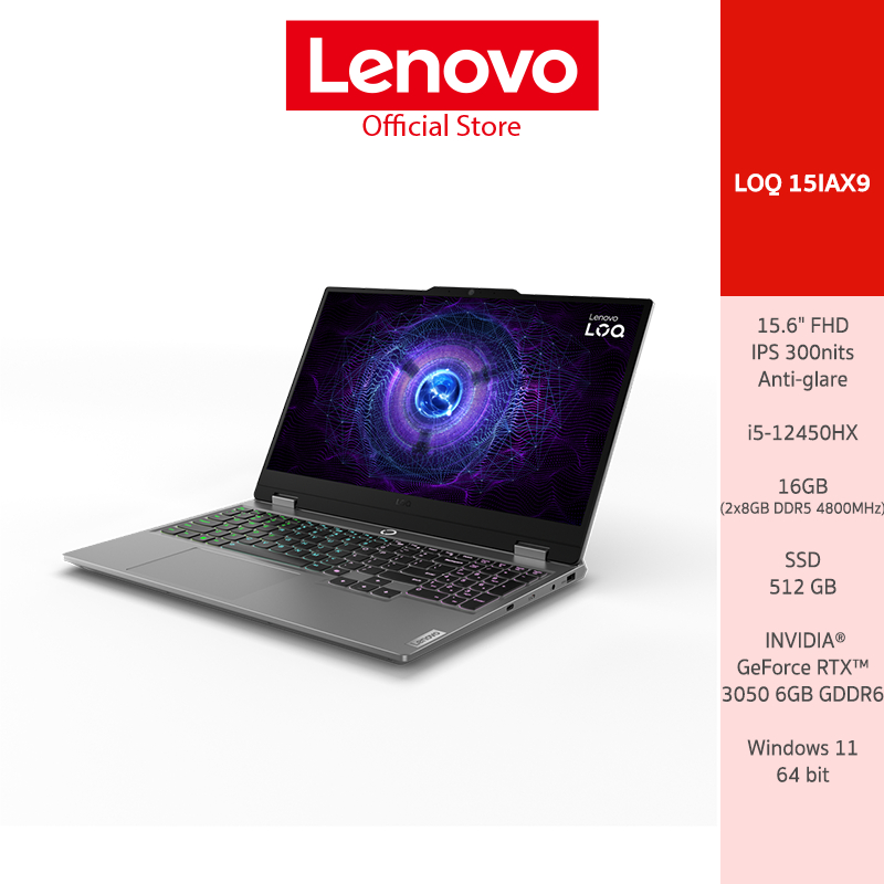 Lenovo Notebook (โน้ตบุ๊ค) LOQ3-15 i5-12450HX 16G 512G RTX3050 6GB - 83GS001GTA